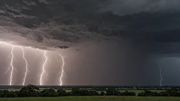 Et kraftig slagregn med sterke vinder, som skaper en tåkete atmosfære.