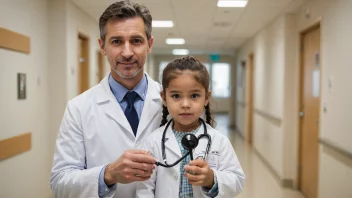 En lege som spesialiserer seg i pediatri, arbeider på et sykehus eller en klinikk.