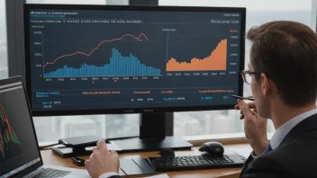 En finansanalytiker som analyserer en graf med en høy sluttverdi.