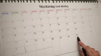 En person planlegger en tur eller et prosjekt som varer flere uker, med en kalender i bakgrunnen.