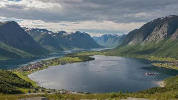 Et malerisk landskap av Vossevangen, som viser dets naturskjønnhet.