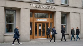 Et trygdekontor i Norge, hvor mennesker går for å håndtere spørsmål om sosiale ytelser og trygdeordninger.