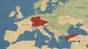 Et kart over Balkan med landene hvor det serbokroatiske språket tales, fremhevet.