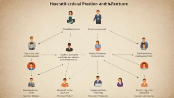 En illustrasjon av en hierarkisk struktur med ulike nivåer av stillinger og ansvar.