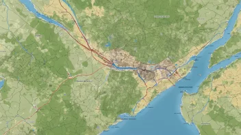 En illustrasjon av et kart med ulike geografiske områder fremhevet, som representerer en regional utviklingsplan.