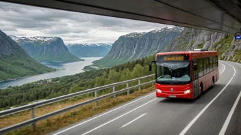 En buss som kjører på en naturskjønn vei i Norge.