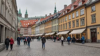 Akersgata i Oslo, en historisk gate med vakre bygninger og livlig atmosfære.