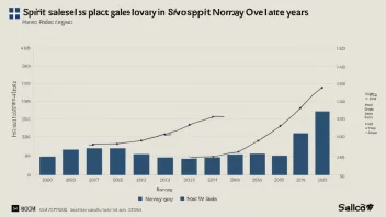 En graf som viser økningen i spritomsetning i Norge over de siste årene.