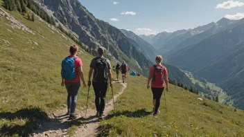 En gruppe mennesker på en søndagsutflukt i fjellet