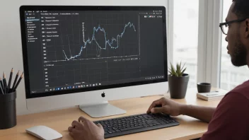 En person som analyserer data på en dataskjerm, med en graf som viser sammenhengen mellom inngangsvariable og utgang.