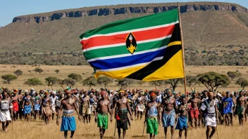 Inkathapartiets flagg, som representerer zulu-folket og deres kamp mot apartheid i Sør-Afrika.