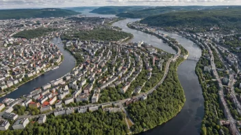 Flyfoto av Bekkelaget bydel i Oslo.