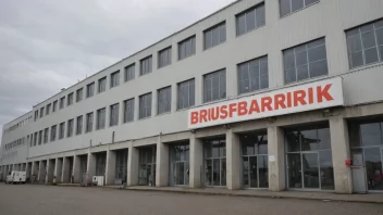 En fabrikkbygning med en skilt som leser 'Brusfabrikk' på norsk