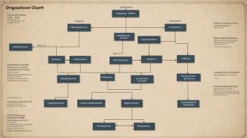 En detaljert illustrasjon av en organisasjonskart, som viser de komplekse forholdene mellom ulike institusjoner og deres roller.