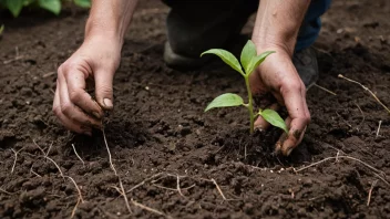 En plante som plantes i jorden