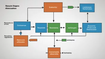 En illustrasjon av en ressurstildelingsprosess, med et flytskjema eller diagram som viser de ulike stadiene og beslutningene.