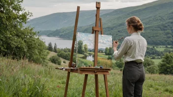 Et fredelig landskap med en malerstillas og lerret, som fanger skjønnheten i naturen.