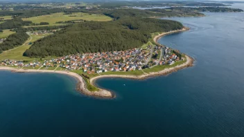 Flyfoto av Saltrød, en kystbygd i Vestby kommune, Viken fylke