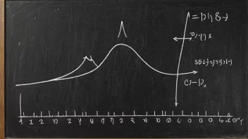 En illustrasjon av en matematisk formel på en tavle, med en graf i bakgrunnen som viser en kurve med datapunkter og en interpolert linje.