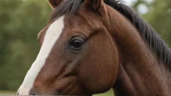 En hest med en bles på hodet.