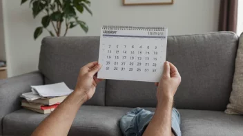 En person som tar en pause fra jobben, med en kalender i bakgrunnen som viser fraværet.