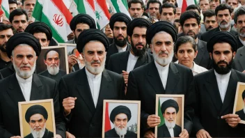 Tilhengere av Ayatollah Ruhollah Khomeini, lederen av den iranske revolusjonen og grunnleggeren av Den islamske republikk Iran.