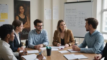 En gruppe mennesker som sitter rundt et bord, diskuterer og arbeider sammen.