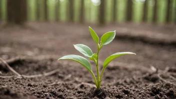 En liten grønn plante som vokser i en naturlig omgivelse.