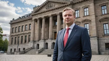 En norsk politiker foran Stortinget