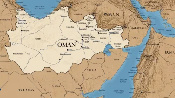 Et kart over Oman som viser landets geografiske trekk og byer