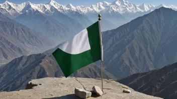 Et kart over Pakistan med flagget og en naturskjønn utsikt over Himalaya i bakgrunnen