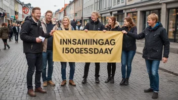 En gruppe mennesker som samler inn penger på en innsamlingsdag.