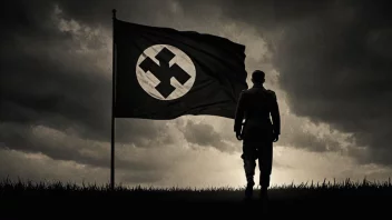 Et bilde som avbilder Nazi-Tysklands flagg og Adolf Hitler, som symboliserer den totalitære staten Hitlertyskland.