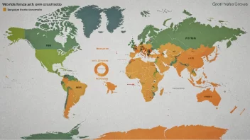 Et verdenskart som viser mellominntektsland, symboliserer økonomisk vekst og utvikling.