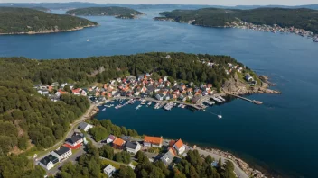 En pittoresk kystby i Norge med en vakker skjærgård.