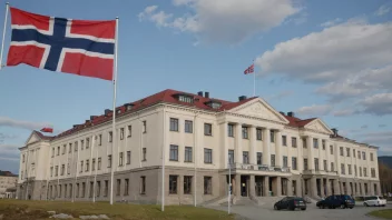 Et bilde av en bygning som representerer den norske statskassen