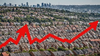 En graf som illustrerer begrepet boligkrakk, en nedgang i boligprisene.