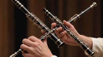 En oboist som spiller obo, med en musikalsk bakgrunn