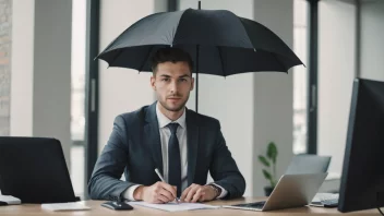 Et bilde som representerer begrepet arbeidsvern, med en person i en arbeidsmiljø som beskyttes av et skjold eller paraply, som symboliserer rettighetene og beskyttelsene til arbeidstakere.