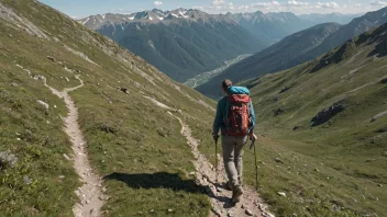 En person som nyter en tur i de vakre fjellene.