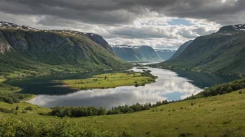 Et malerisk landskap av Eidsnes, som viser dets naturskjønnhet.