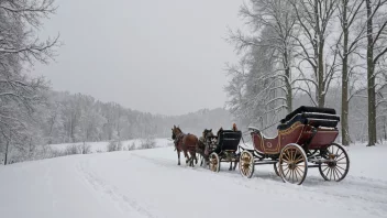 En hestetrukket slede med bjeller som klinger, i et snølandskap.