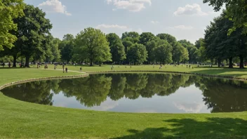 En bypark med en gangsti og en lekeplass