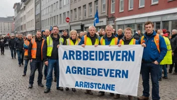 En gruppe arbeidere som protesterer for sine rettigheter.