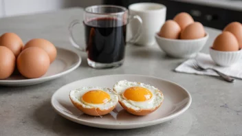 Et glass med en tallerken egg i bakgrunnen.