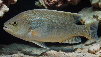 En Rognlien fisk som svømmer i en ferskvannssjø, med en skole mindre fisk i bakgrunnen.