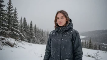 En person som har på seg en stormaska i et vinterlandskap.