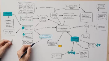 En illustrasjon av ulike arbeidsmetoder, som flytdiagram, tankekart og gjøremålslister, som brukes i ulike arbeidsprosesser.