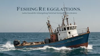 Et bilde som representerer fiskekrav, med en båt i sjøen og en tekst i forgrunnen.