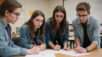 En gruppe studenter som samarbeider på et utdannelsesprosjekt.